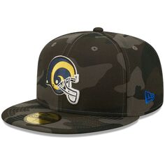 Мужская облегающая шляпа с камуфляжным логотипом New Era Black Los Angeles Rams Throwback 59FIFTY