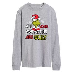 Мужская футболка с длинными рукавами «Доктор Сьюз Гринч» All Your Sweaters Are Ugly Licensed Character