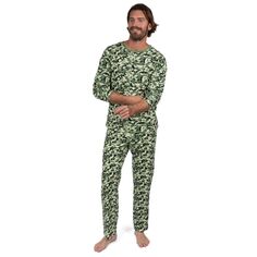 Мужская камуфляжная хлопковая пижама свободного покроя Leveret из двух предметов