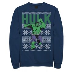 Мужской флисовый пуловер с рисунком Marvel Hulk в стиле ретро Ugly Christmas