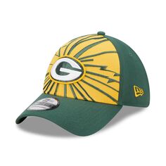 Мужская кепка New Era зелено-золотая Green Bay Packers Shattered 39THIRTY Flex Hat