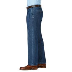 Мужские эластичные плиссированные джинсы классического кроя Haggar с расширяемой талией