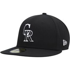 Мужская приталенная шляпа New Era Colorado Rockies Black on Black Dub 59FIFTY