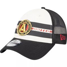 Мужская кепка New Era White/Black Atlanta United FC Team Stripes 9FORTY Trucker Snapback