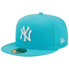 Мужская облегающая шляпа New Era Blue New York Yankees Vice Highlighter Logo 59FIFTY