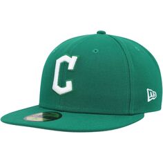 Мужская кепка New Era Kelly Green Cleveland Guardians Logo белая 59FIFTY