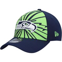 Мужская бейсболка New Era Neon Green/College Navy Seattle Seahawks Shattered 39THIRTY Flex Hat