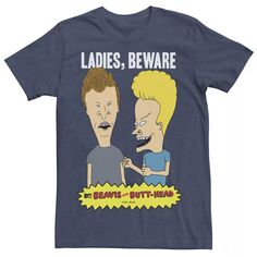 Мужская женская футболка с логотипом Beavis &amp; Butt-Head Beware Portrait Licensed Character