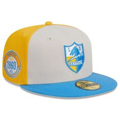 Мужская кепка New Era кремово-пудрового цвета Los Angeles Chargers 2023 Sideline Historic 59FIFTY