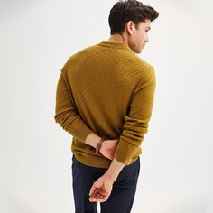 Мужская кв. Текстурированный свитер-поло с длинными рукавами 9 Apt. 9