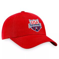 Мужская регулируемая шапка для плавания Fanatics красного цвета с логотипом США