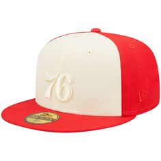 Мужская пробковая двухцветная шляпа New Era кремово-красная Philadelphia 76ers 59FIFTY