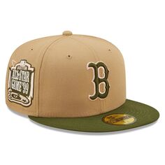 Мужская кепка New Era хаки/оливкового цвета Boston Red Sox розового цвета 59FIFTY приталенная шляпа