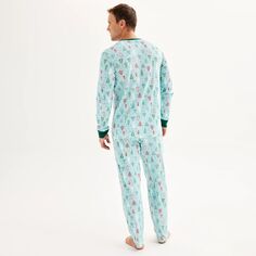 Мужской пижамный комплект LC Lauren Conrad Jammies For Your Families Aqua Winter Tree с верхом и низом