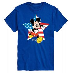 Футболка Disney&apos;s Mickey Mouse с изображением больших и высоких звезд и флага License, синий