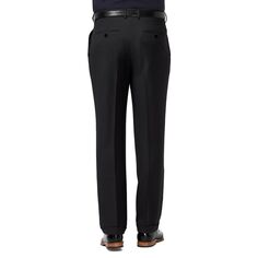 Мужские эластичные плиссированные классические брюки классической крои Premium Comfort с расширяемой талией Haggar, черный