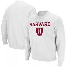 Мужской белый твиловый пуловер Harvard Crimson Team Arch &amp; Logo Tackle Толстовка Colosseum