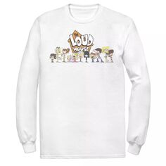 Мужская футболка с логотипом The Loud House Cast In A Row и длинными рукавами с рисунком Nickelodeon, белый