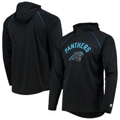 Мужская черная футболка с капюшоном и длинными рукавами реглан Carolina Panthers Starter