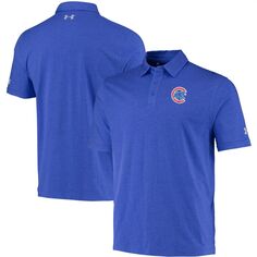 Мужская рубашка-поло Royal Chicago Cubs Charged Tri-Blend Performance с принтом меланжевого цвета Under Armour