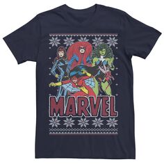 Мужской винтажный свитер с короткими рукавами и портретом героини Marvel Licensed Character