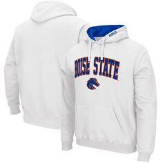 Мужской белый пуловер с капюшоном Boise State Broncos Arch &amp; Logo 3.0 Colosseum