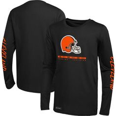 Мужская черная футболка Cleveland Browns Agility с длинным рукавом Outerstuff