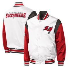 Мужская белая университетская куртка Tampa Bay Buccaneers Throwback с разминкой из атласа и застежкой на пуговицы Starter