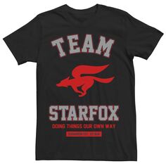 Мужская футболка с логотипом Nintendo Team Star Fox Licensed Character, черный