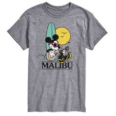 Пляжная футболка Big &amp; Tall Disney с Микки Малибу License, серый