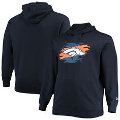 Мужской темно-синий пуловер с капюшоном Denver Broncos Big &amp; Tall Primary Logo New Era