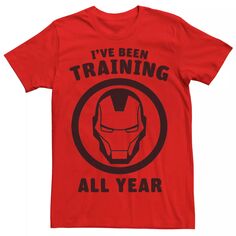 Мужская футболка с логотипом Marvel Avengers Iron Man, которую я тренировался круглый год Licensed Character, красный