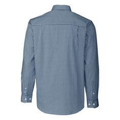 Мужская классическая рубашка с длинным рукавом в эластичную клетку, легкая в уходе Cutter &amp; Buck