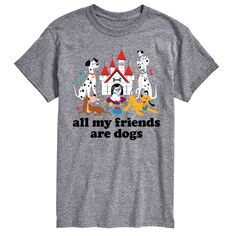 Футболка с рисунком Disney&apos;s Cats &amp; Dogs Big &amp; Tall Friends Are Dogs License, серый
