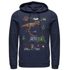 Мужской пуловер с капюшоном и рисунком в стиле цифровой видеоигры «Парк Юрского периода» Licensed Character, синий