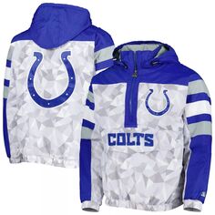 Мужская белая/королевская куртка Indianapolis Colts Tuesday Night Gridiron Raglan с капюшоном и полумолнией Starter