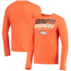 Мужская оранжевая футболка с длинным рукавом Denver Broncos Joint Authentic с разрезом New Era