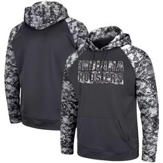 Мужские темно-серые толстовки Indiana Hoosiers OHT Military Appreciation цифровой камуфляжный пуловер с капюшоном Colosseum