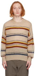 Бежевый свитер Drussellh из мохера в разноцветную полоску Isabel Marant
