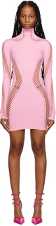 Розовое мини-платье без швов Mugler