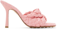 Розовые эластичные мюли на каблуке из рафии Bottega Veneta