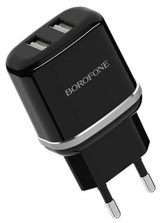 Сетевое зарядное устройство Borofone BA25A Outstanding, 2USB, 2.4A, черный (04153)