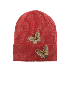 Красная шапка с аппликацией &quot;бабочки&quot; Il Trenino детская