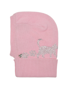 Розовая шапка-шлем с декором &quot;кошка&quot; Il Trenino детская