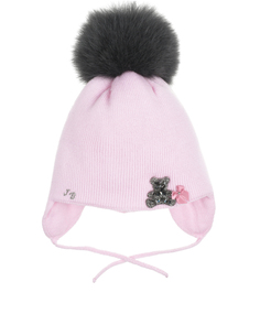 Розовая шапка с декором &quot;мишка&quot; Joli Bebe детская