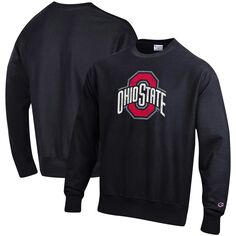 Мужской черный пуловер с логотипом Ohio State Buckeyes Vault обратного переплетения Champion