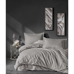 Комплект постельного белья элегантных полосатых атласных двойных пододеяльников бежевого цвета Cotton box