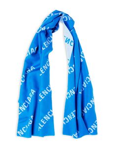 Шарф со сплошным логотипом Balenciaga, синий