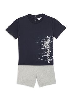 Хлопковая футболка и шорты с логотипом для мальчика, комплект из 2 предметов Emporio Armani, серый