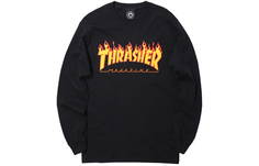 Футболка Thrasher с круглым воротником и длинными рукавами унисекс, черная